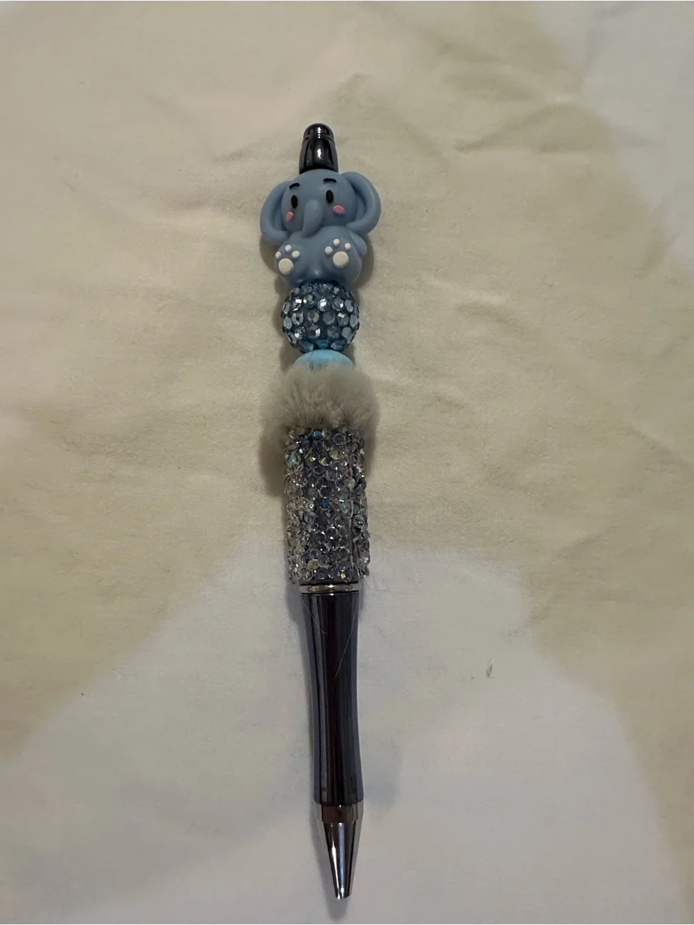Blue Elephant Decorative Pen with Crystal Accent